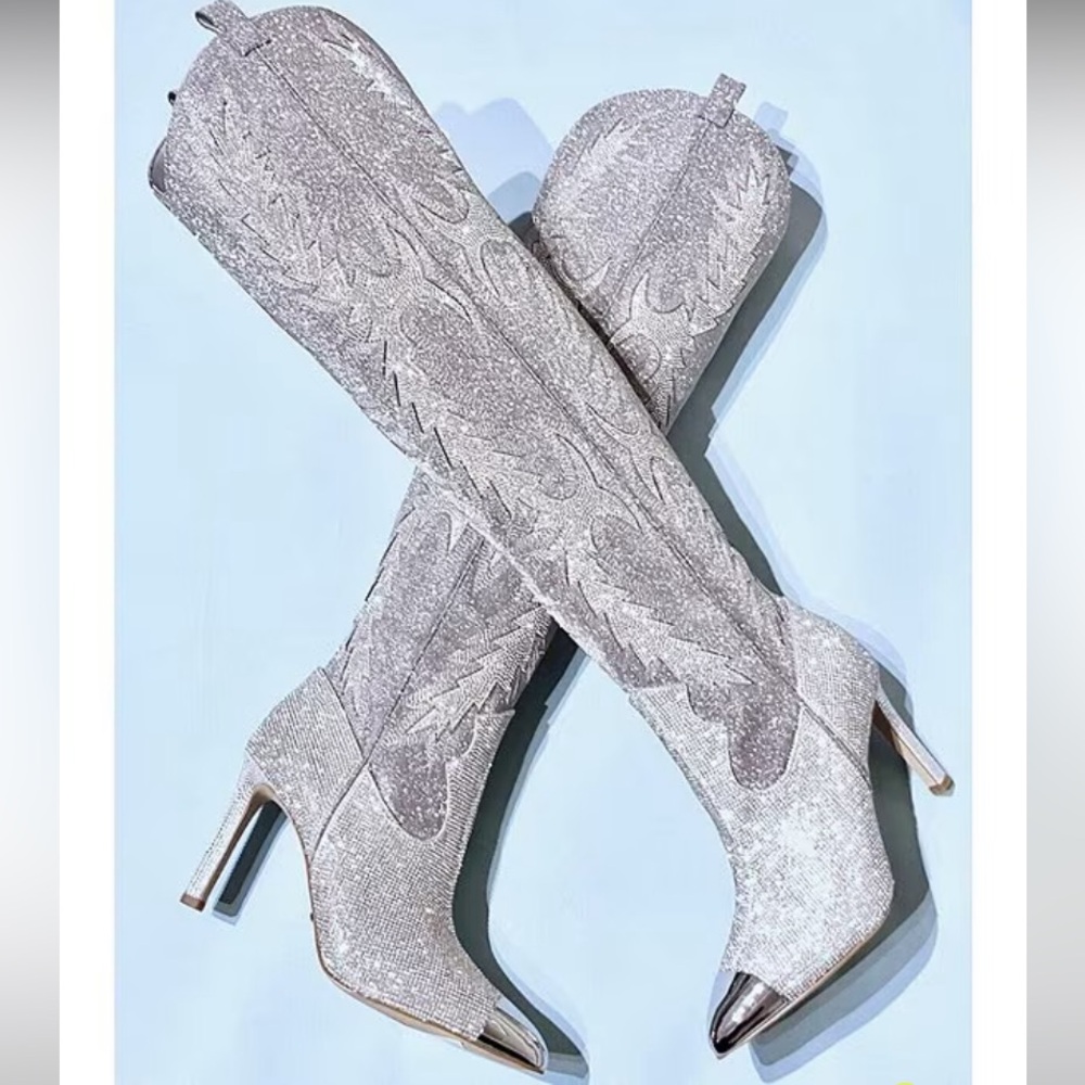 Gianni Bini Katyanna Over The Knee Rhinestone Embellished Western Dress Boots